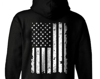 Distressed American Flag Hoodie | Patriotic USA Unisex Fleece