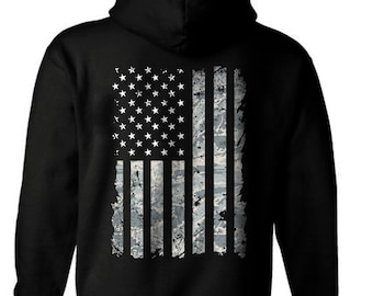 Sudadera con capucha desgastada con bandera estadounidense y camuflaje de la Fuerza Aérea de EE. UU. / Unisex