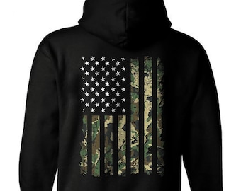 US Army Camouflage American Flag Hoodie | Patriotic Unisex Sweatshirt