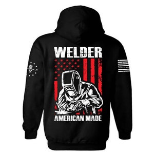 American Flag Welder Hoodie | Welding Job Hoodie | Welder USA Flag Hoodie | Welder gift | Unisex Hoodie | Patriotic Welder | American Made