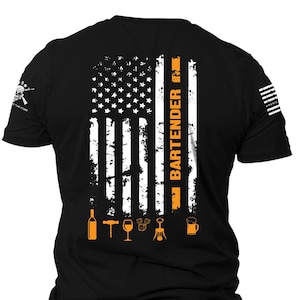 Patriotic Bartender Original American Bad Ass Crewneck T-Shirt