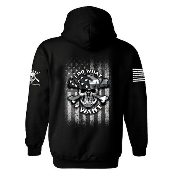 I Do What I Want Skull American Flag Hoodie |  American Flag |  Patriotic | Skull American Flag | Unisex Hoodie