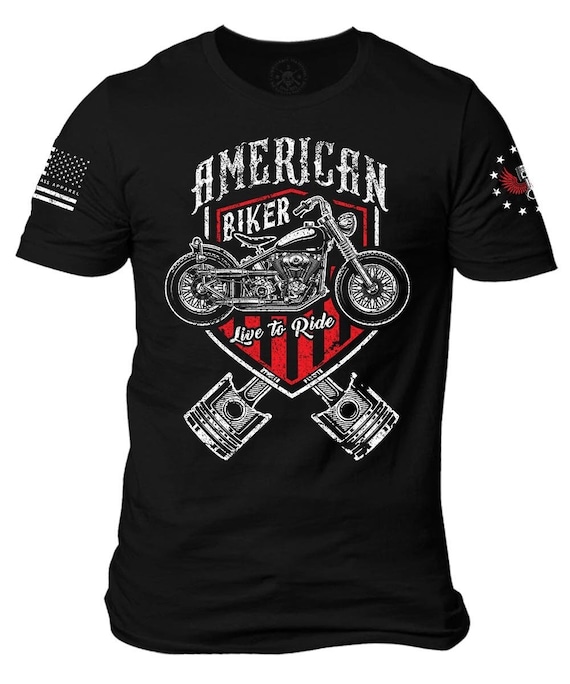 American Biker T-Shirt | Live to Ride Motorcycle Tee