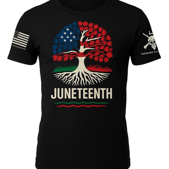 Juneteenth Patriotic Tree Shirt – Black Heritage, American Flag