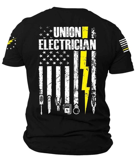 Union Electrician American Flag T-Shirt | Patriotic Electrician Gift