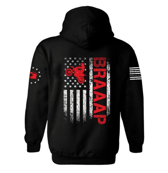 Dirt Bike American flag Hoodie | Dirt Biker Hoodie | American flag | Dirt Biker Hoodie |  Patriotic |  BRAAAP |  Unisex Hoodie