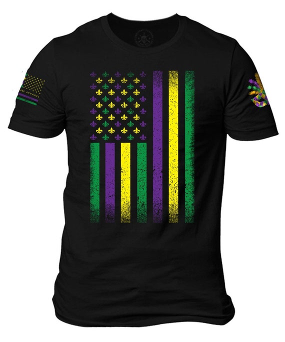 Us Mardi Gras Flag With Fleur De Lis Patriotic Gift T-Shirt Us Mardi Gras Flag With Fleur De Lis Patriotic Gift T-Shirt