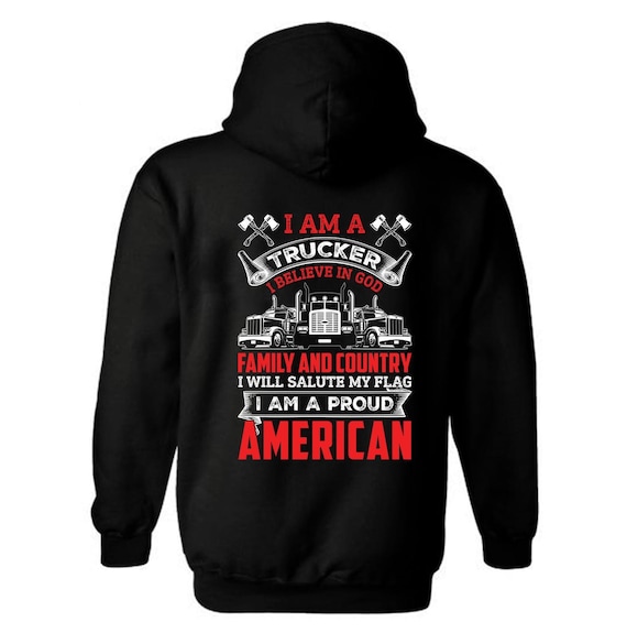 Patriotic Trucker Hoodie | American Flag Unisex Sweatshirt