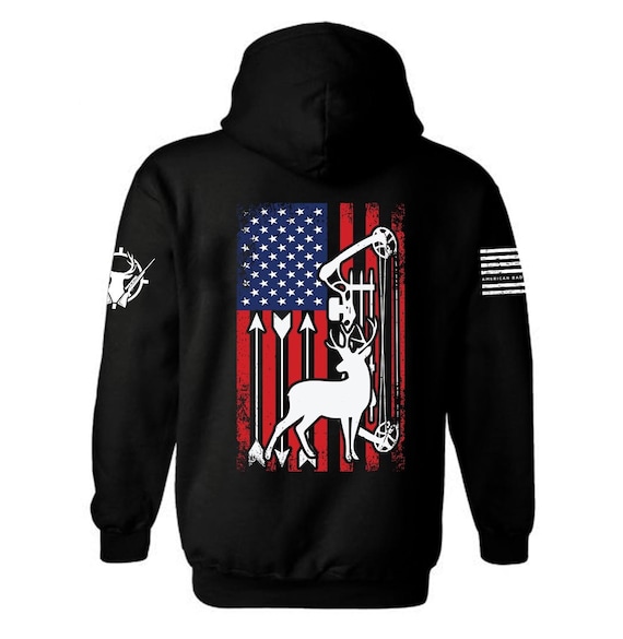 American Flag Deer Hunting Hoodie | Patriotic Crossbow Design