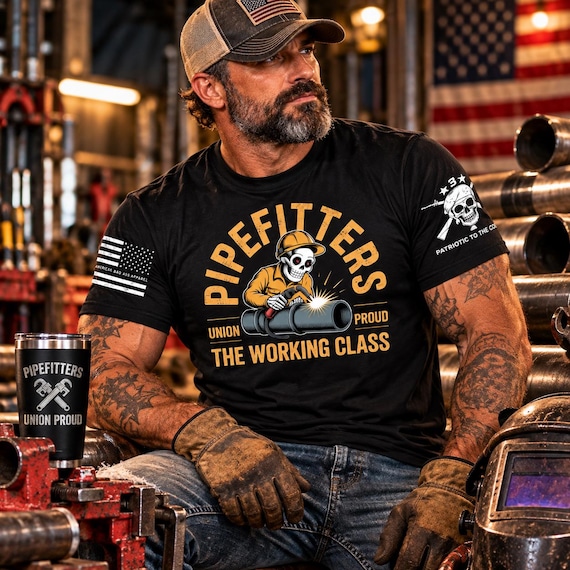 Pipefitters Union Proud Shirt, Pipefitter T-Shirt, Working Class Union Shirt, Pipe Welding Gift, Blue Collar Tradesman Tee