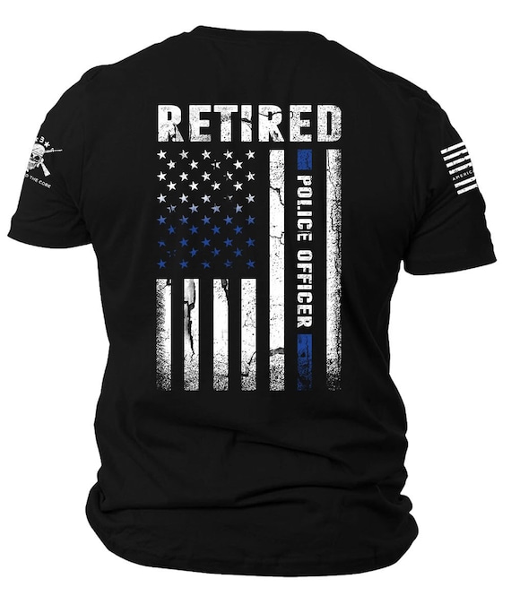 Retired Police Officer American Flag Blue Line T-Shirt Retired Police Officer American Flag Blue Line T-Shirt
