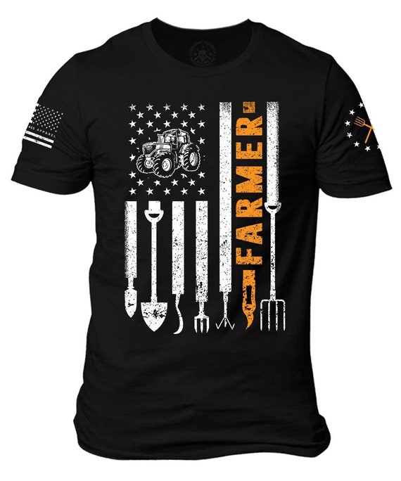 Farmer Tools American Flag Unisex T-Shirt | Patriotic Farming Life