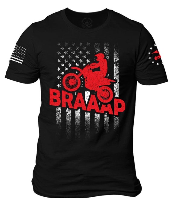 American Flag Dirt Bike T-Shirt | Patriotic BRAAAP Unisex Tee