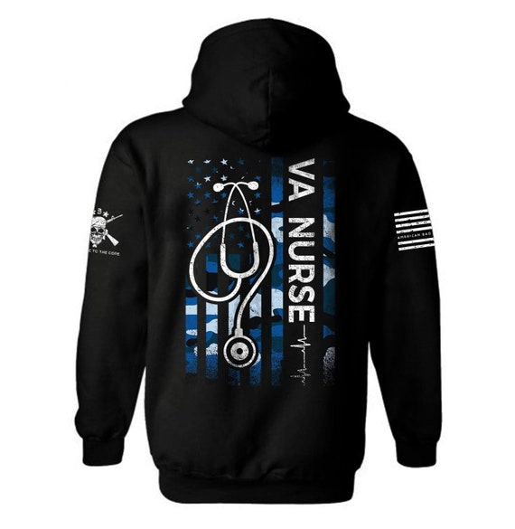VA Nurse American Flag Camouflage Hoodie | Patriotic Unisex Sweatshirt