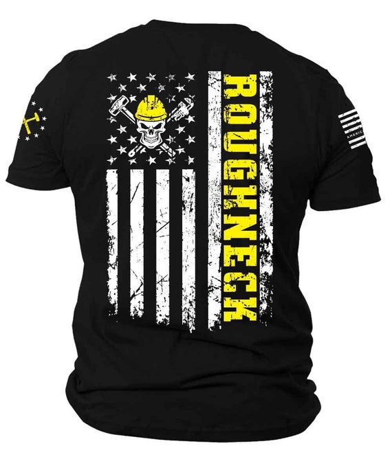 Roughneck Oilfield Worker T-shirt | American Flag, Bad Ass Apparel