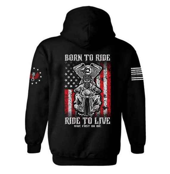Born to Ride American Flag Motorcycle Hoodie | Patriotic Biker Gift