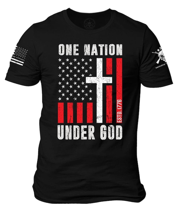 One Nation Under God T-Shirt | Patriotic American Flag Cross