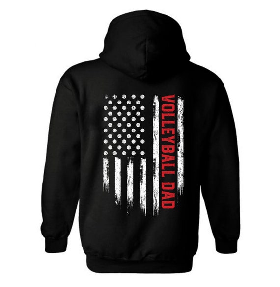 Volleyball Dad American Flag Hoodie | Patriotic Unisex Fleece