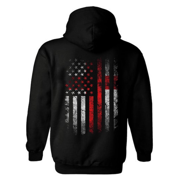 Distressed American Flag Cross Hoodie | Patriotic Unisex Sweatshirt