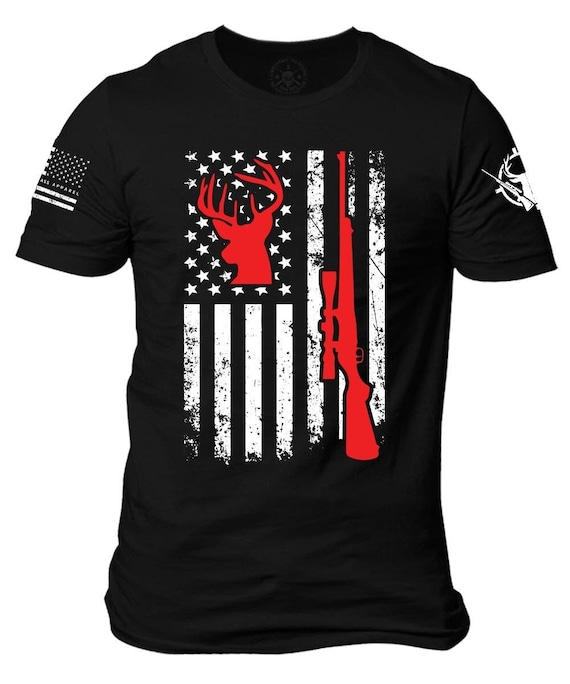 American Flag Deer Hunting T-Shirt | Patriotic Hunter Gift