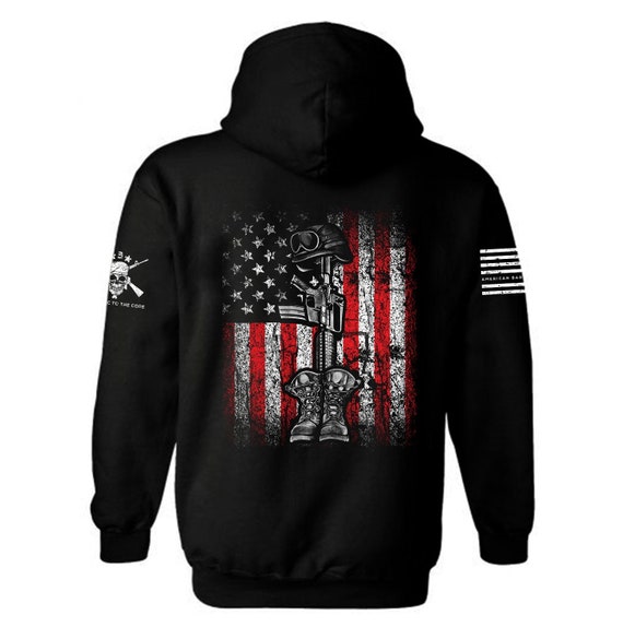 American Flag Battlefield Cross Hoodie | Patriotic Veterans Apparel