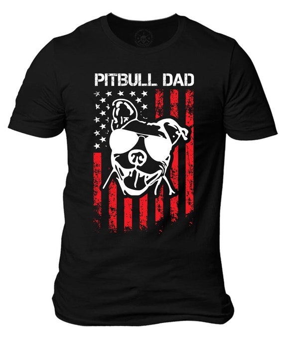 Pitbull Dad American Flag T-Shirt | Patriotic Dog Lover Tee