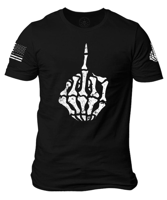 Skeleton Middle Finger Graphic Tee | American Bad Ass Apparel