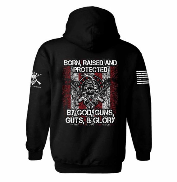 Born Raised Protected Hoodie, USA Flag, 2nd Amendment Unisex Hoodie
