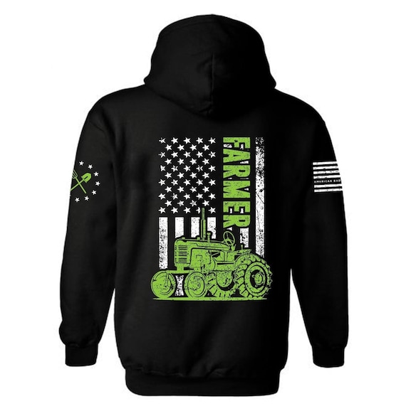 Farmer Tractor American Flag Patriotic Hoodie | Farmer Flag | Patriotic Farmer | Farming | Proud Farmer | Gift for Farmers | Unisex Hoodie