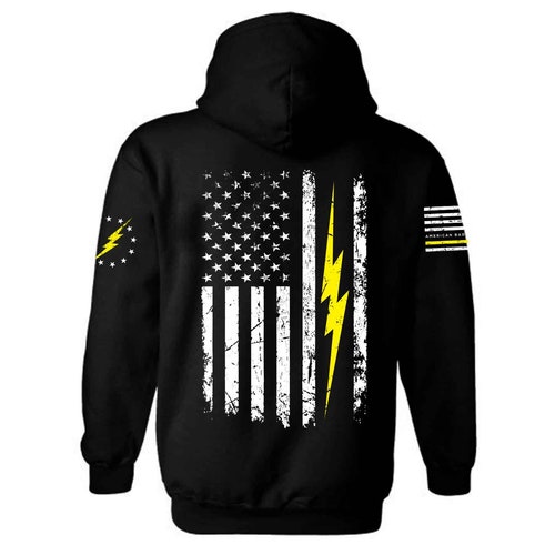Sweat à capuche drapeau américain patriotique électricien | Cadeau Etats-Unis