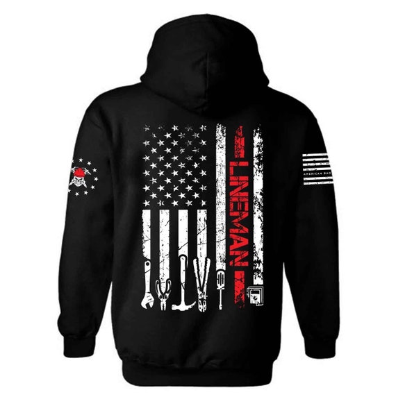 Lineman American Flag Hoodie | Patriotic USA Unisex Sweatshirt