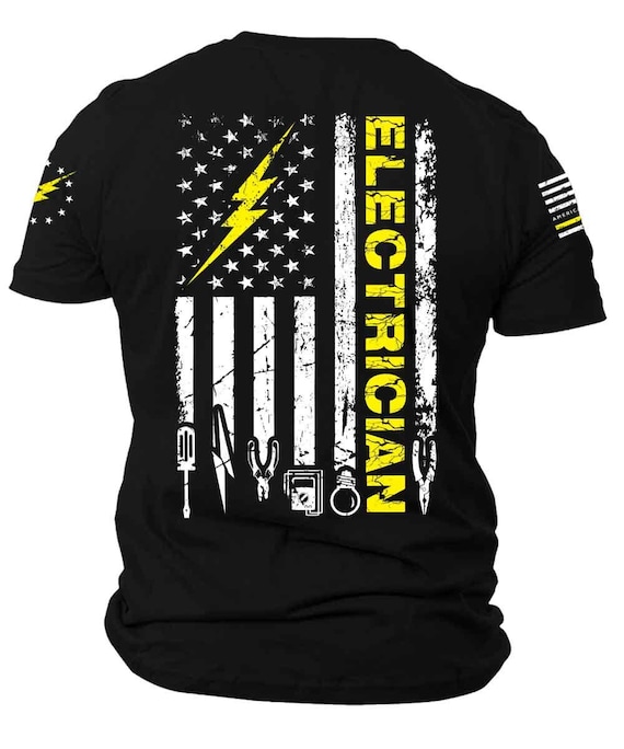 Electrician USA Flag T-Shirt | Patriotic Tool Design