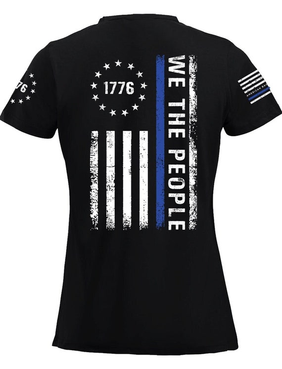We The People American Flag V-Neck T-Shirt | Thin Blue Line