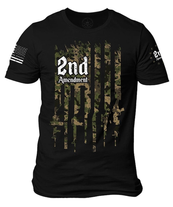 2nd amendment Camouflage Gun American Flag T-Shirt | Camouflage Flag | 2nd amendment | Gun American Flag | Defend the 2nd | Unisex T-shirt