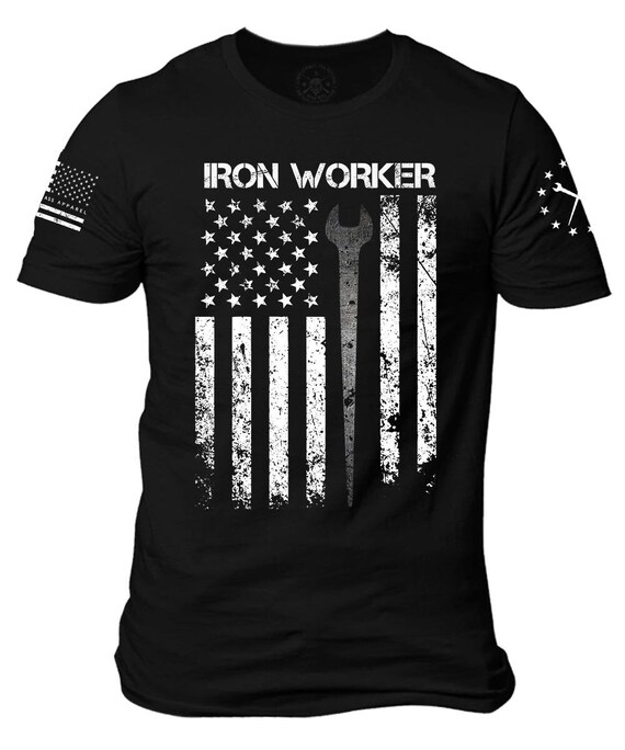 Patriotic Iron Worker T-Shirt | American Flag Steel Worker Tee