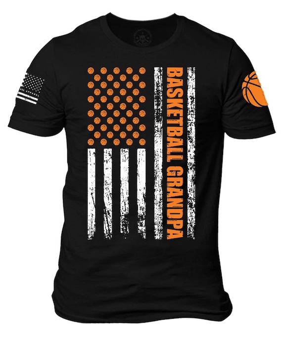Basketball Grandpa American Flag T-Shirt | Patriotic Gift