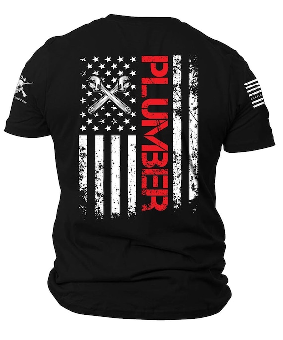 Patriotic Plumber T-Shirt | American Flag, Plumber Tools