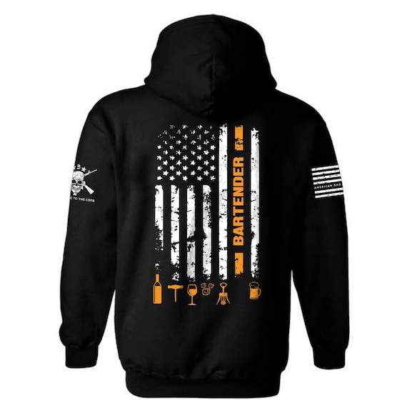 Patriotic Bartender American Flag Hoodie | Unisex Cotton-Blend Fleece