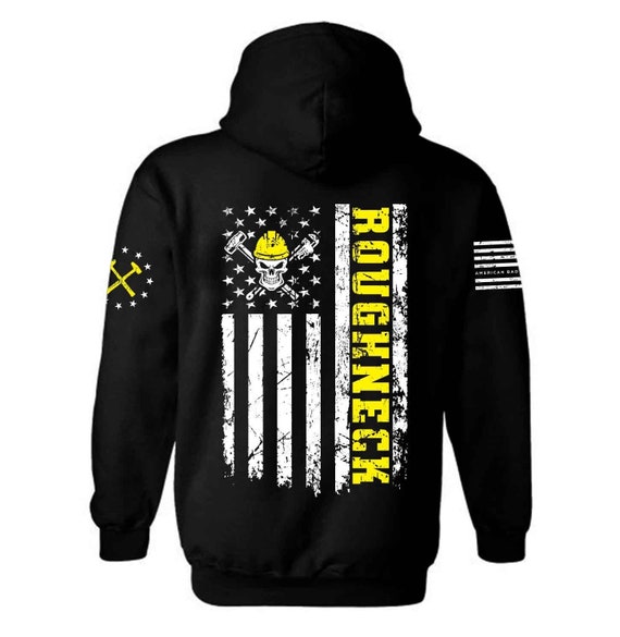 Oilfield Worker American Flag Hoodie | Patriotic Roughneck Sweatshirt