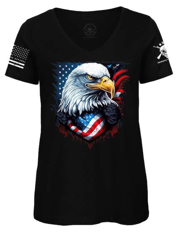 American Eagle Flag V-Neck T-Shirt | Patriotic 4th of July