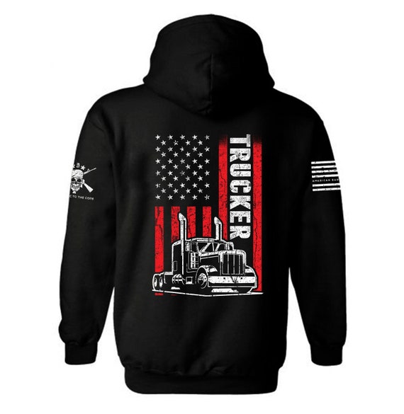 Trucker American Flag Hoodie | Patriotic Truck Driver Gift