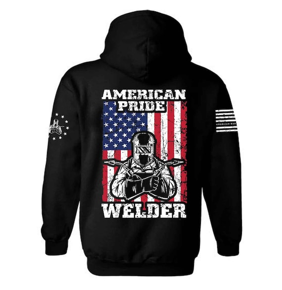Welder American Flag Hoodie | Patriotic USA Welding Gift