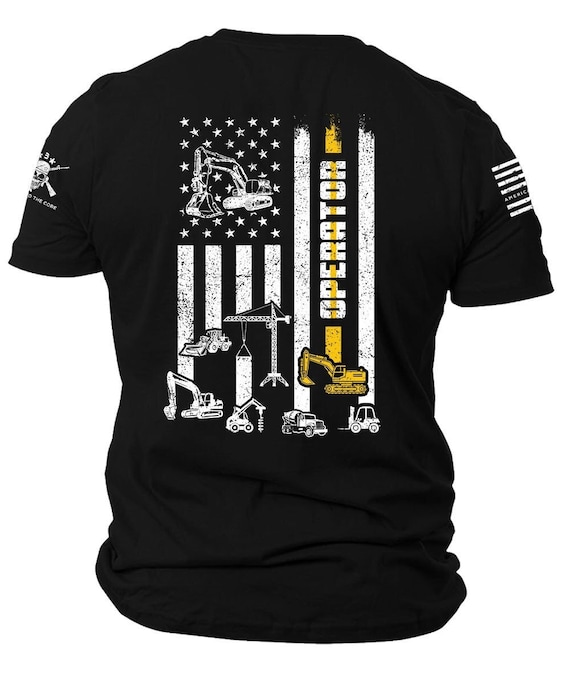 Patriotic Heavy Equipment Operator T-Shirt | American Flag
