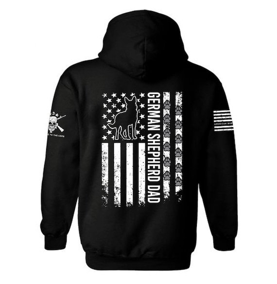 German Shepherd Dad USA Flag Hoodie | Patriotic Dog Lover Gift