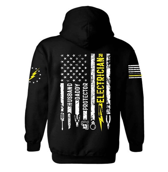Electrician American Flag Hoodie | Patriotic Lineman Gift