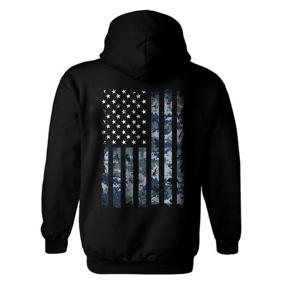 US Navy Camouflage American Flag Hoodie | Patriotic Unisex Sweatshirt