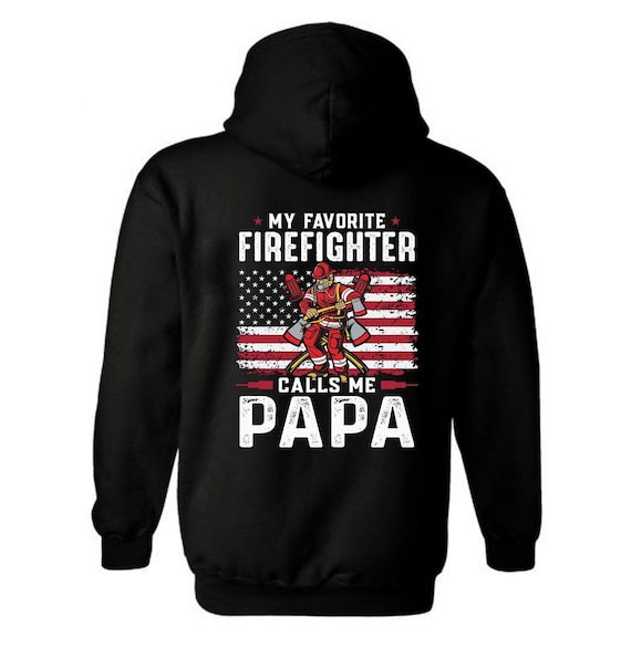 Firefighter Papa American Flag Hoodie | Patriotic Unisex Fleece