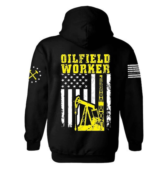 Oilfield Worker American Flag Hoodie | Patriotic Apparel