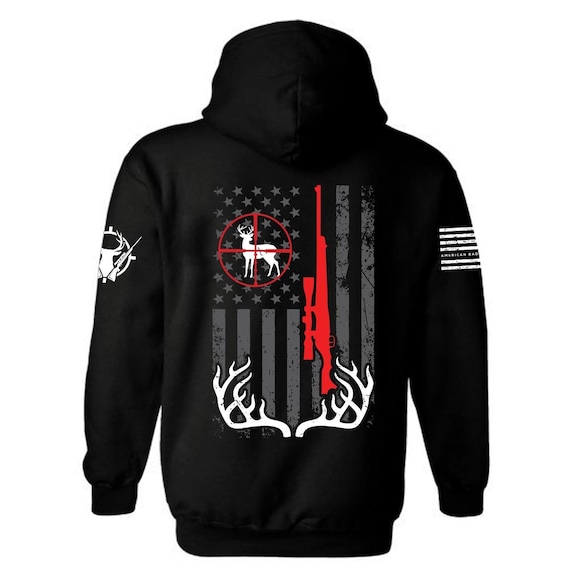 Deer Hunting American Flag Hoodie | Sniper Buck Hunter Gift