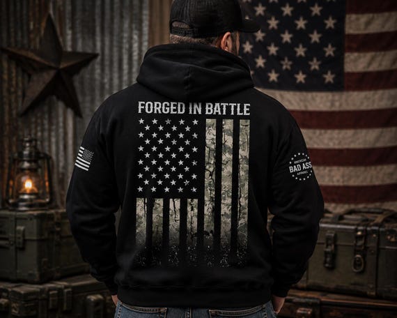 Forged in Battle Patriotic American Flag Hoodie